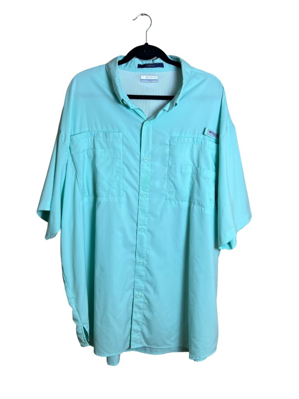Columbia PFG Tamiami Fishing Shirt Aqua Blue 3X